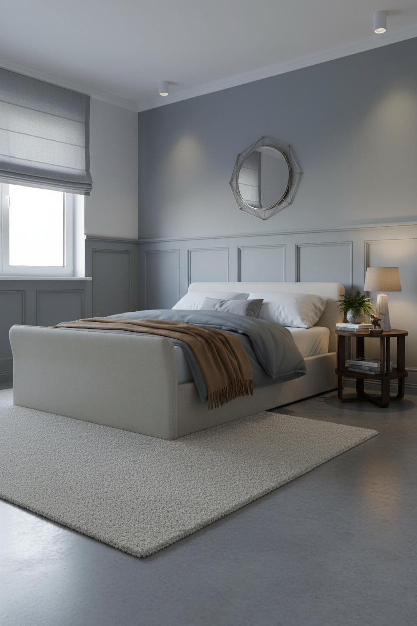 Small Double Bedroom Wainscoting Nightstand