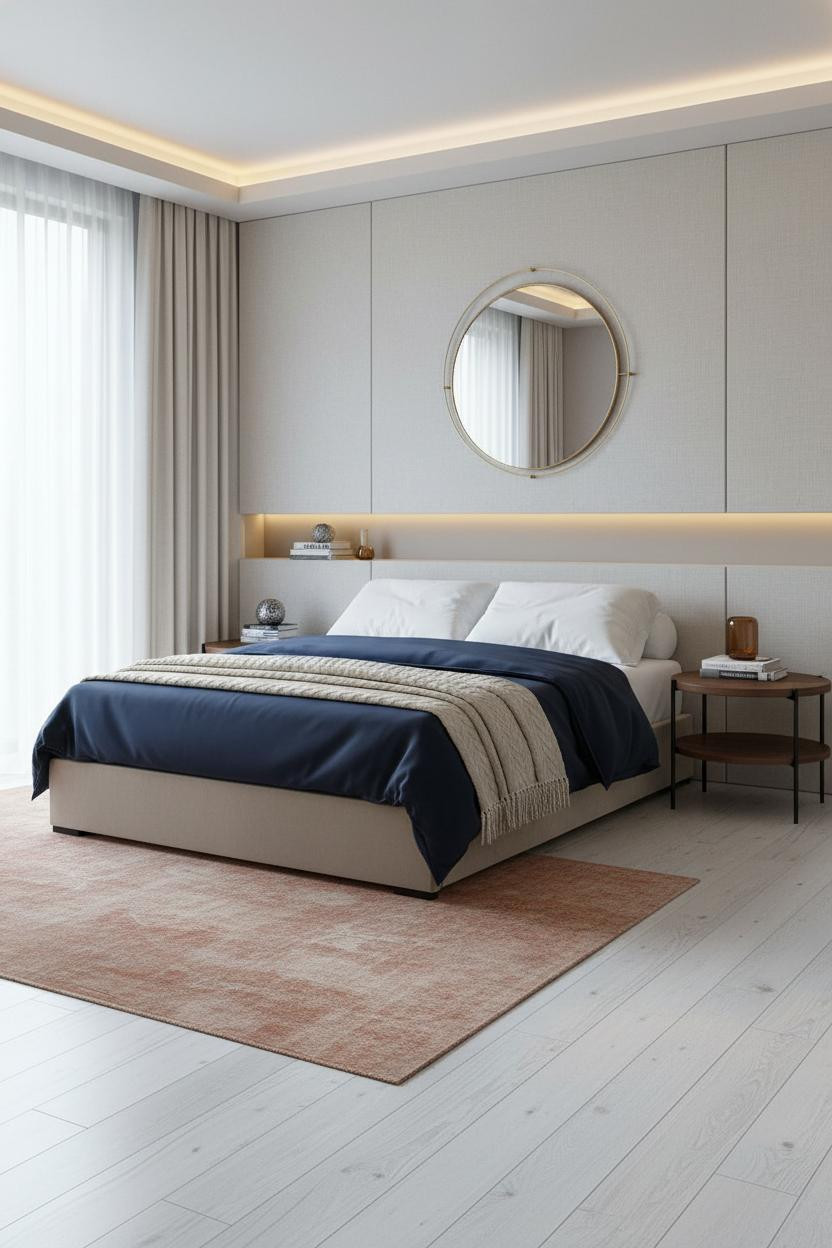 Small Double Bedroom Floating Shelf Storage