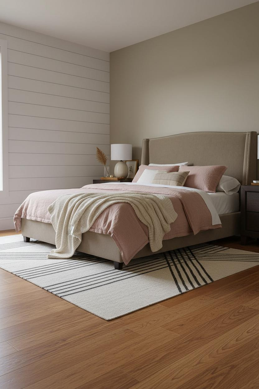 Small Double Bedroom White Shiplap Wood