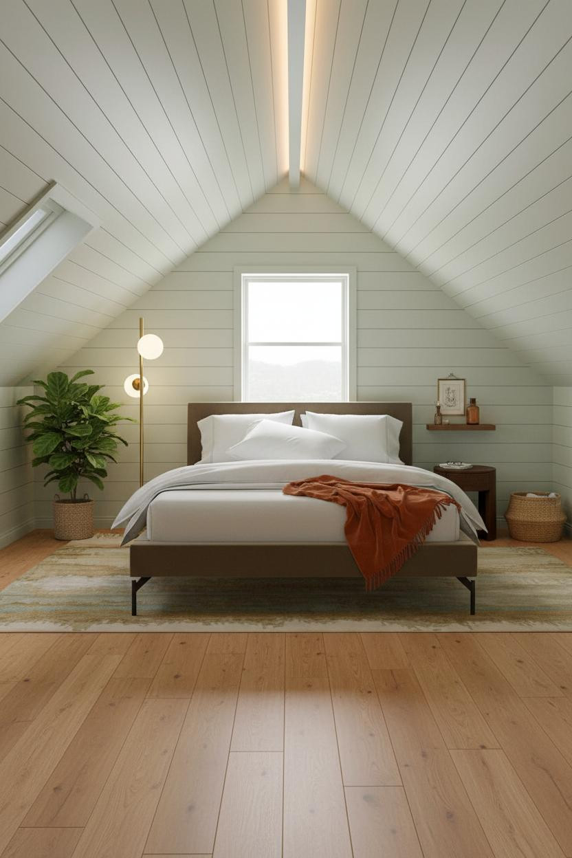 Small Attic Bedroom Sloped Walls Sage Green