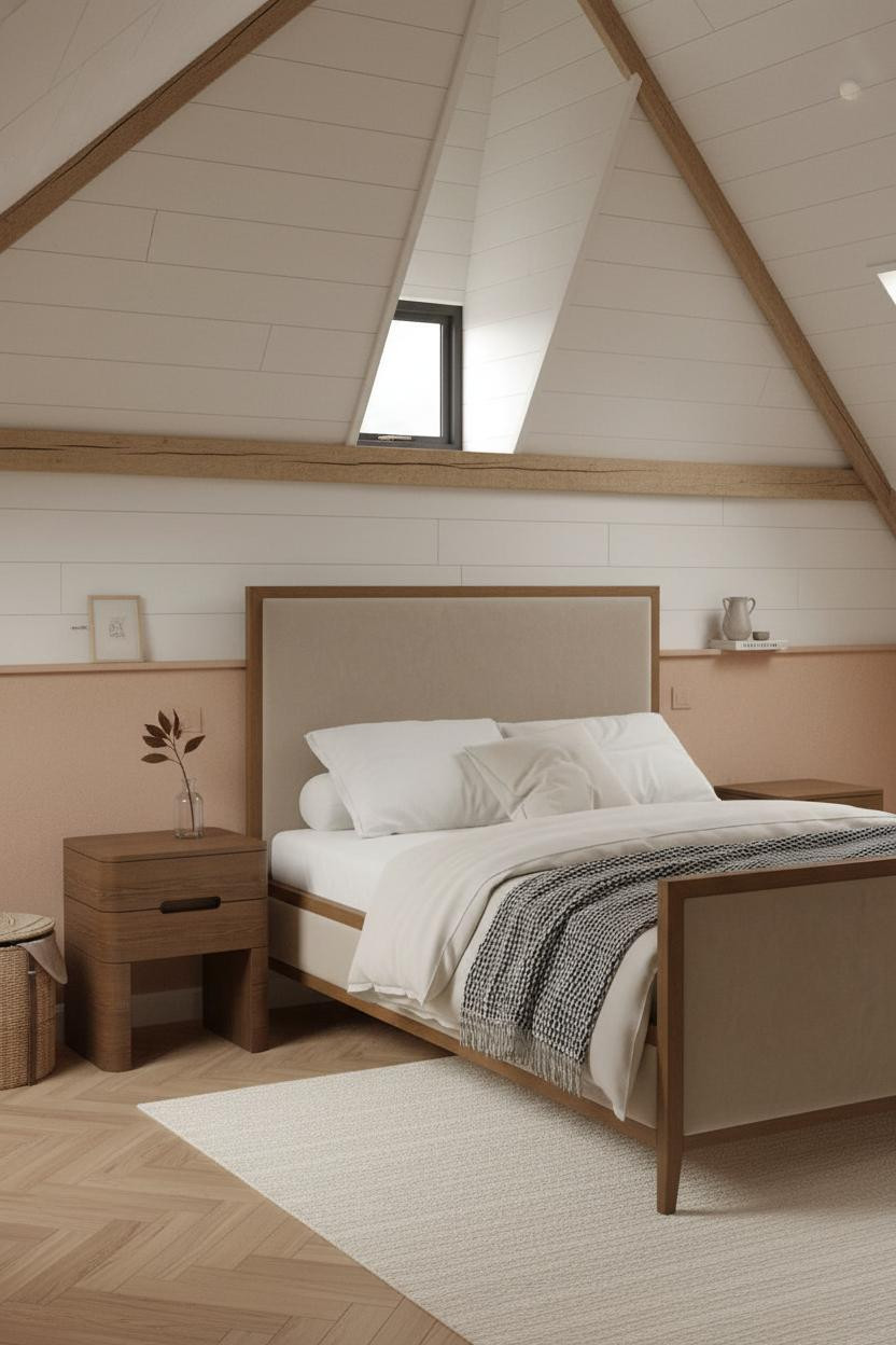 Small Attic Bedroom Sloped Walls Design