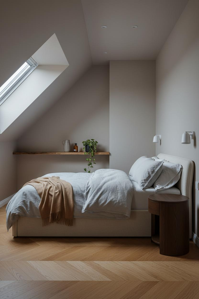 Small Attic Bedroom Sloped Walls Scandi