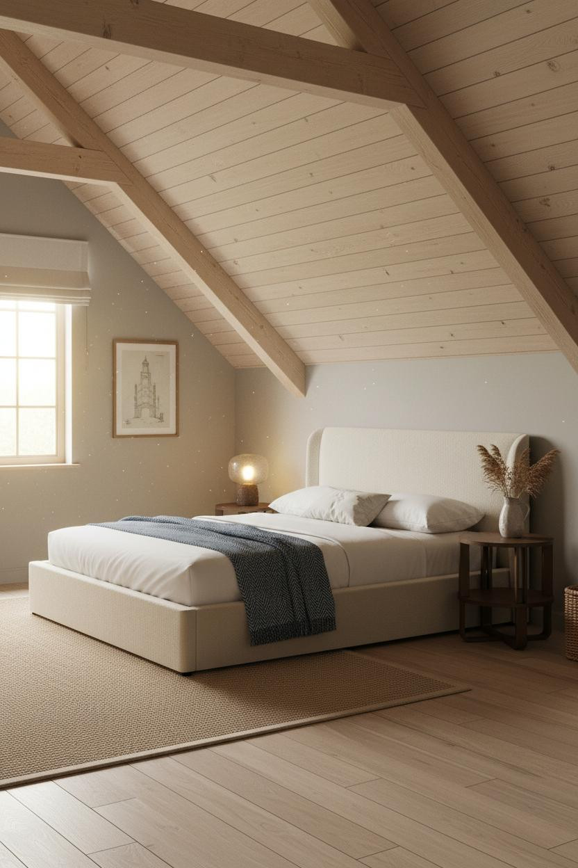 Low Ceiling Attic Bedroom Sloped Beams Dormer