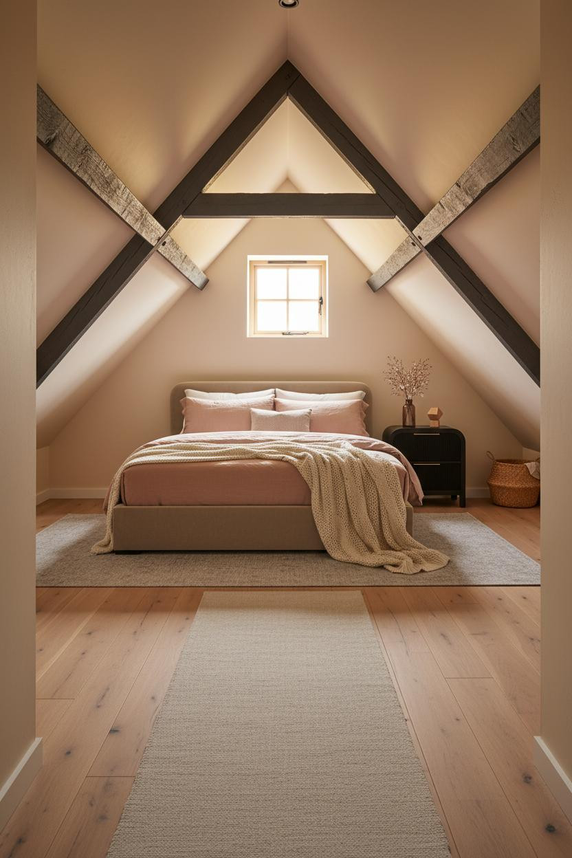 Low Ceiling Attic Bedroom Exposed Beams