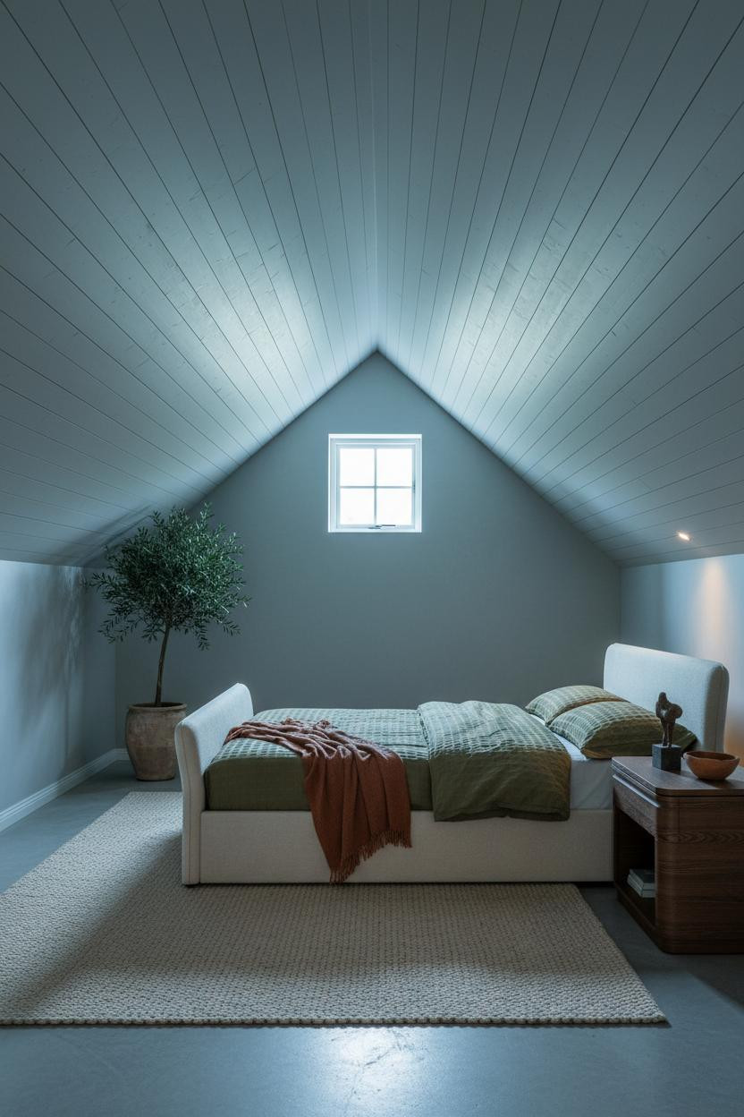 Low Ceiling Attic Bedroom Slanted Walls Design