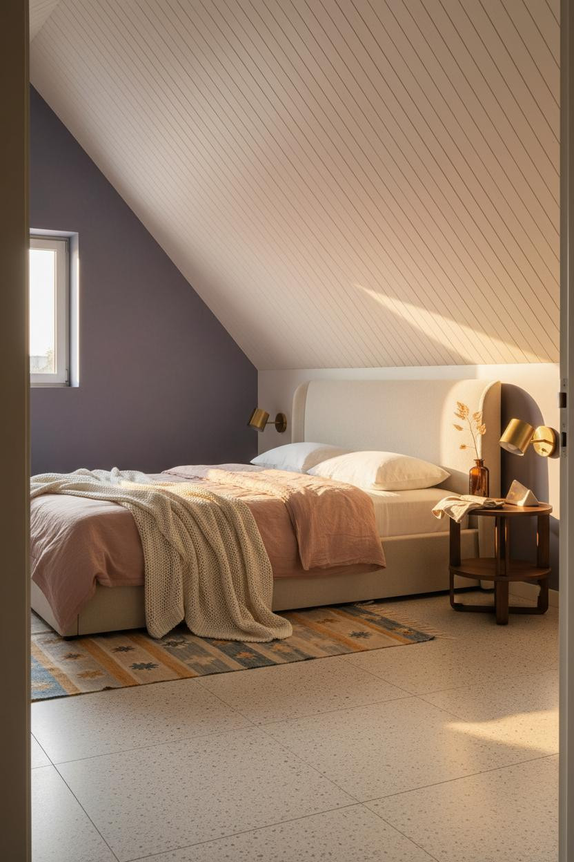 Low Ceiling Attic Bedroom Slanted Walls Golden Light