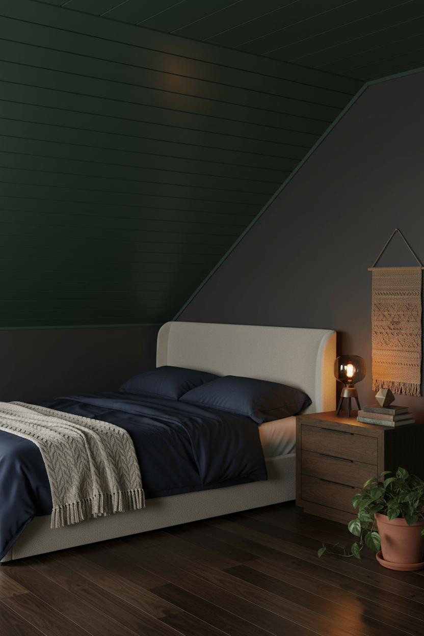 Low Ceiling Attic Bedroom Slanted Walls Japandi