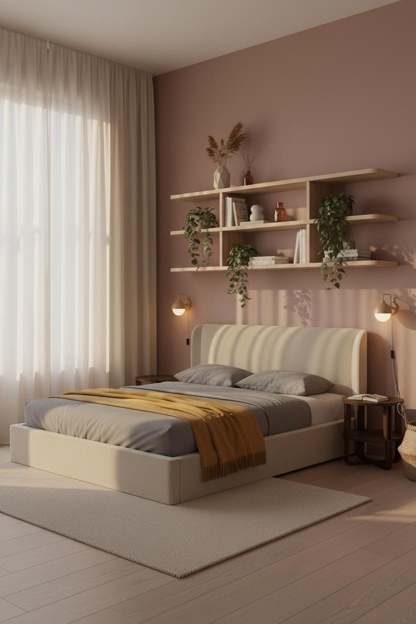 Small Bedroom Women Floating Shelves Rose