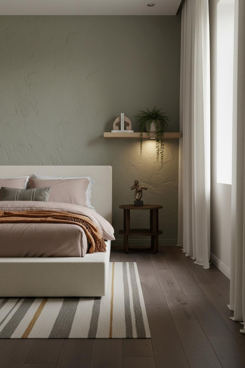 Japandi Small Bedroom Sage Plaster Women