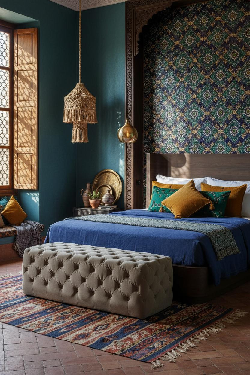 Maximalist Bedroom Moroccan Zellige Tiles