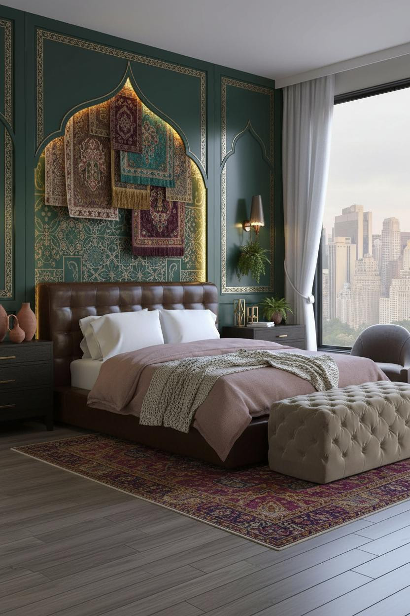 Maximalist Bedroom Eclectic Funky Forest Green