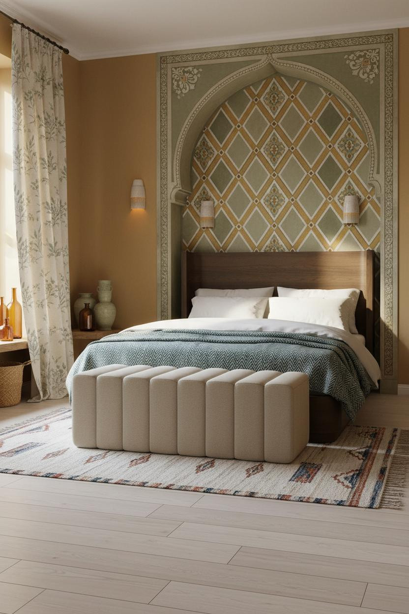 Maximalist Bedroom Geometric Headboard Bohemian
