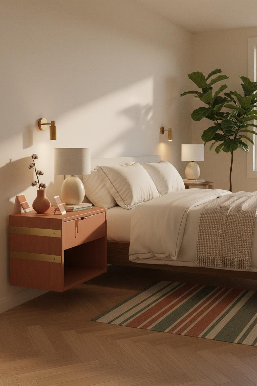 Painted Nightstand Makeover Terracotta Brass