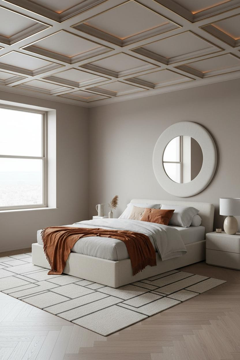 Luxury Bedroom Coffered Ceiling Modern Design