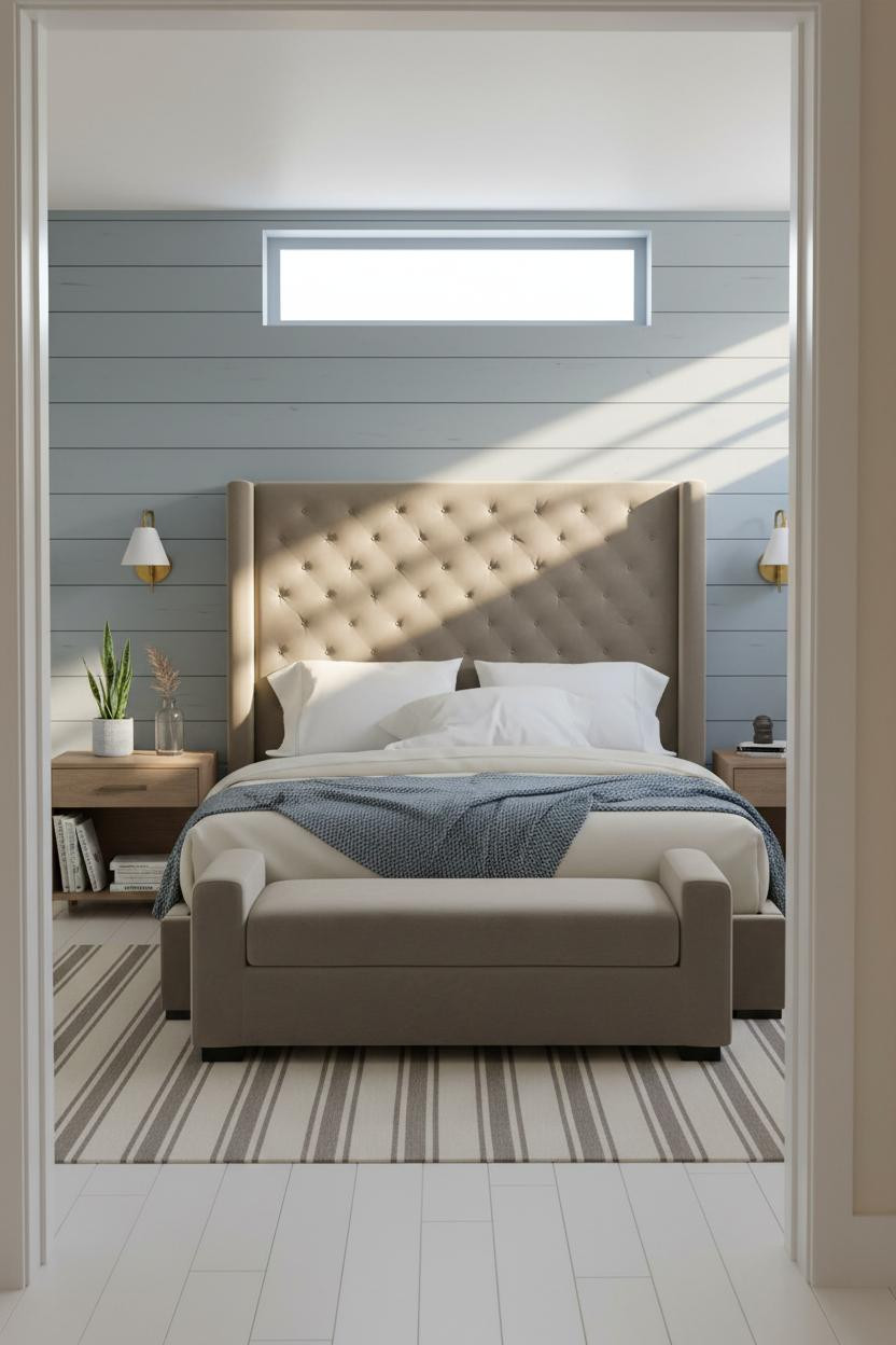 Basement Guest Bedroom Shiplap Accent Wall