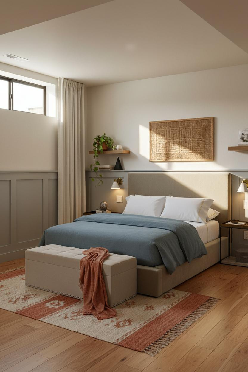 Basement Guest Bedroom Coastal Modern Budget