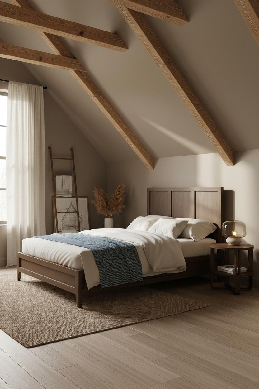 Slanted Ceiling Bedroom Japandi Attic