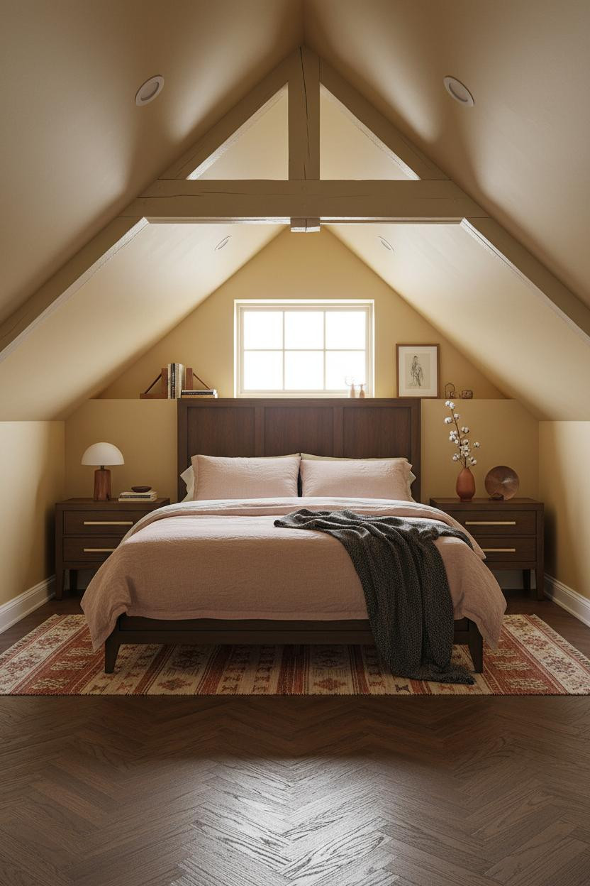 Slanted Ceiling Bedroom MCM Attic