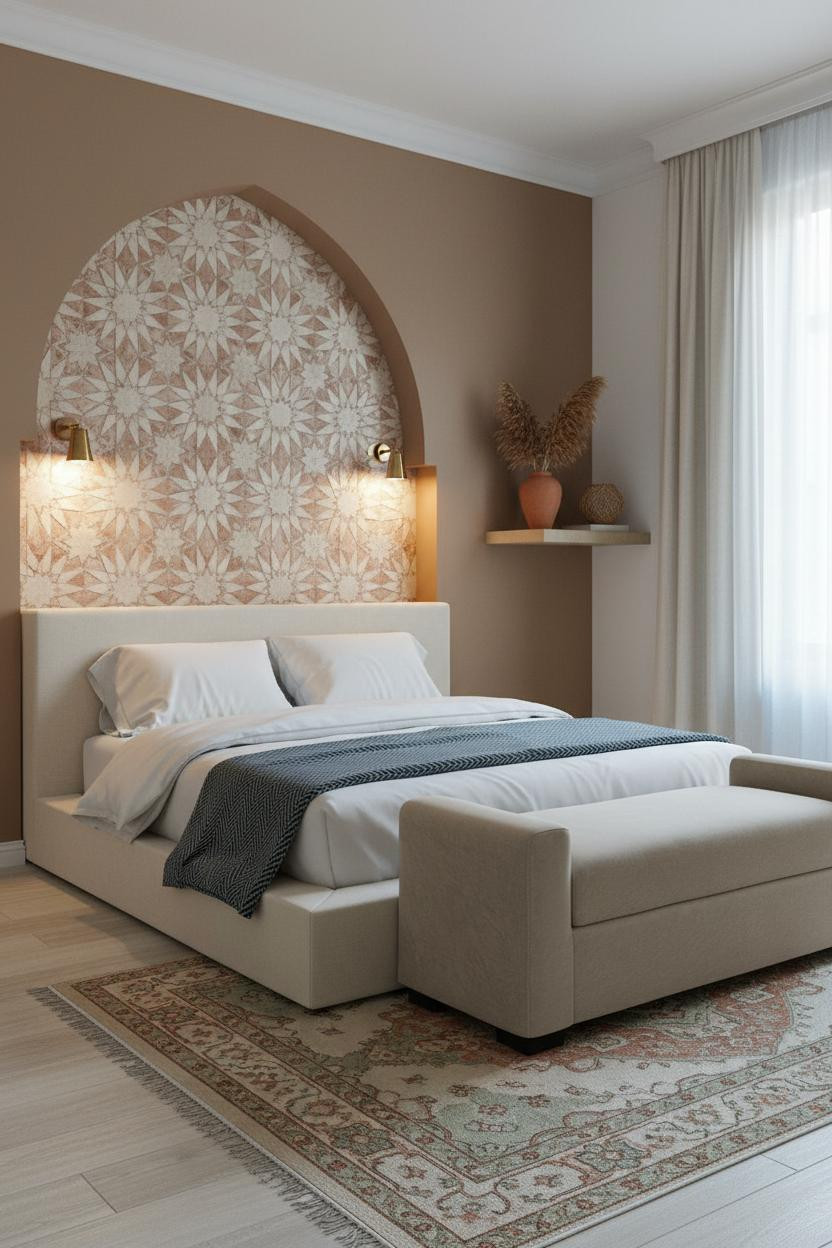 Teen Boho Bedroom With Moroccan Zellige Tile Alcove
