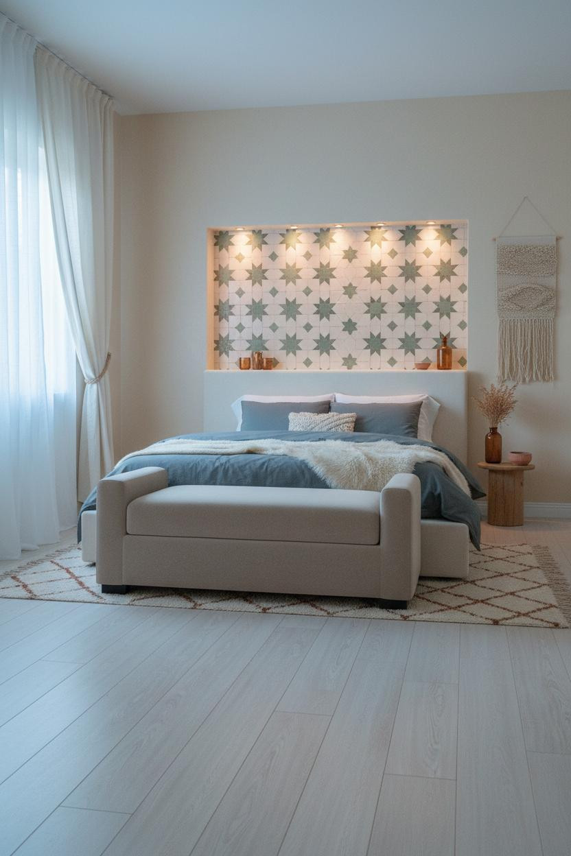 Teen Boho Bedroom With Moroccan Zellige Tile Niche