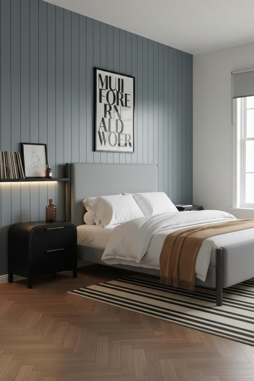 Men Bedroom Ideas Shiplap Feature Wall