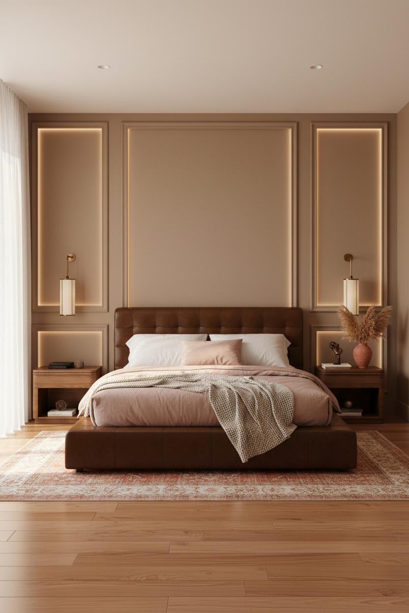 Mens Bedroom Mediterranean Paneled Wall
