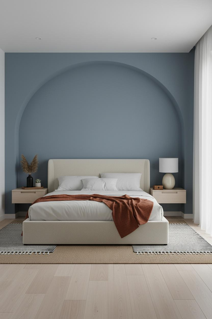Single Bed Design Coastal Modern Bedroom with Arched Niche