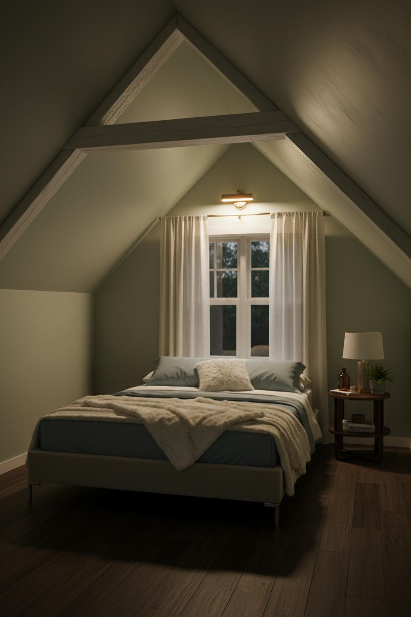 Attic Loft Bedroom Sloped Ceiling Exposed Beams