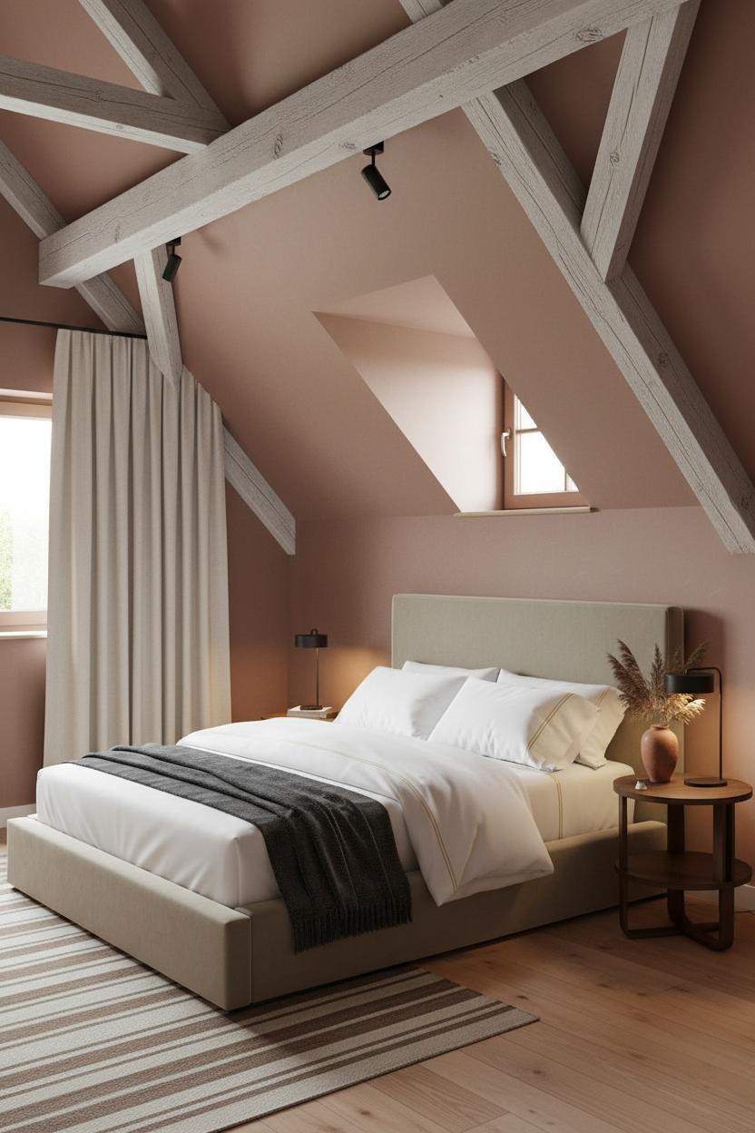 Attic Loft Bedroom Sloped Ceiling Design