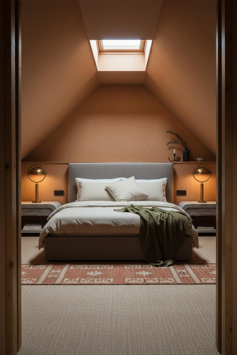 Attic Loft Bedroom Skylight Sloped Ceiling