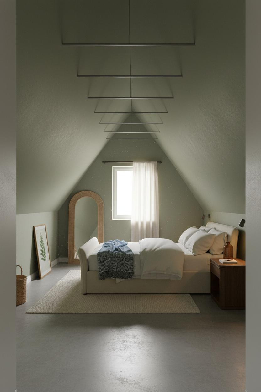 Attic Loft Bedroom Sloped Ceiling Botanical