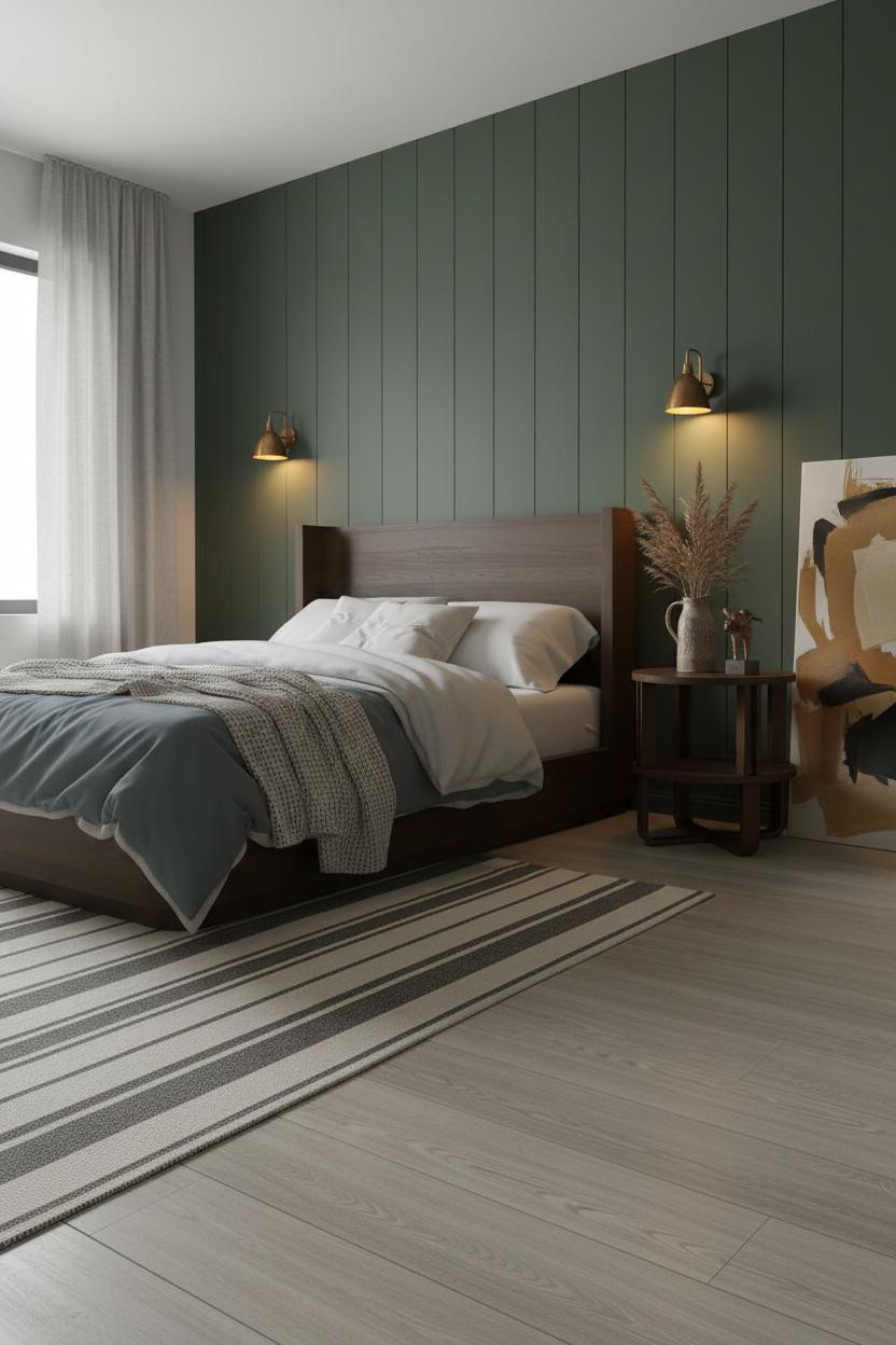 Earthy Moody Bedroom Dark Green Walls