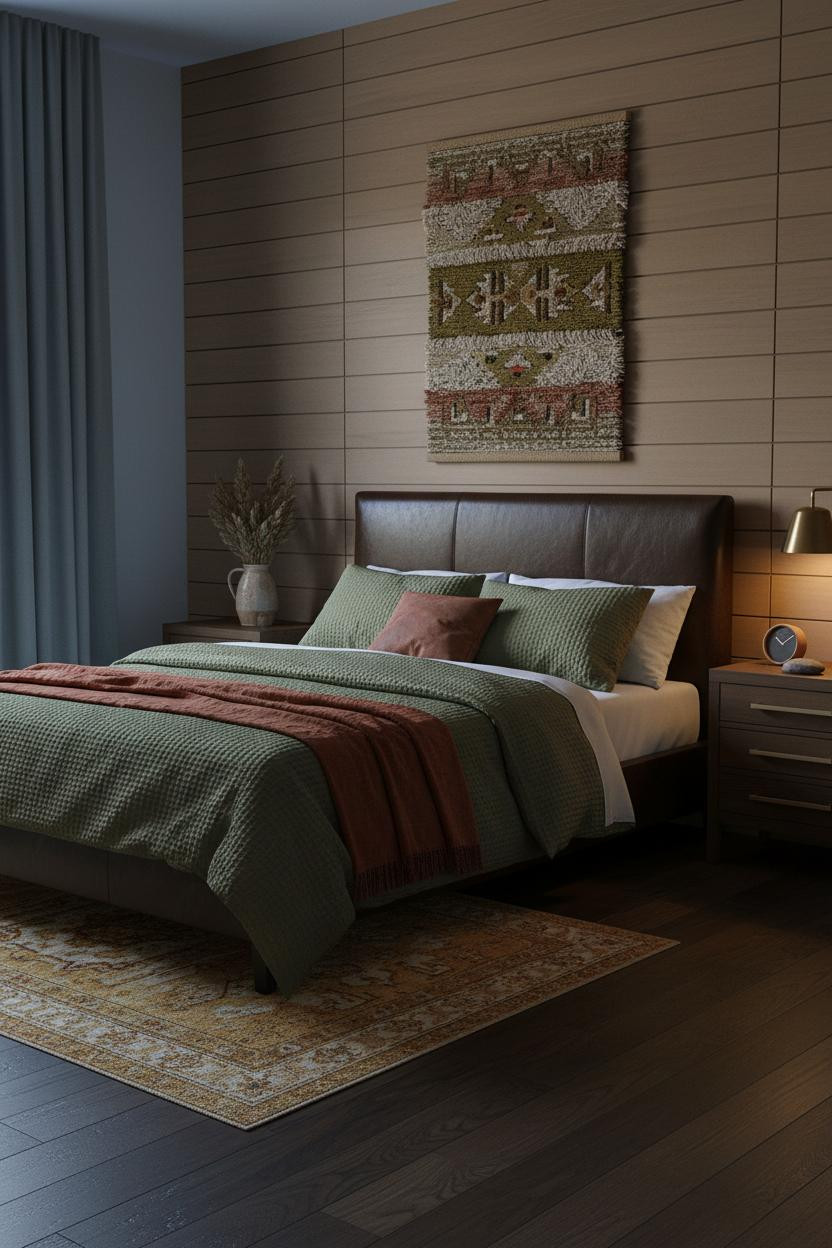 Earthy Moody Bedroom Dark Academia Wainscoting