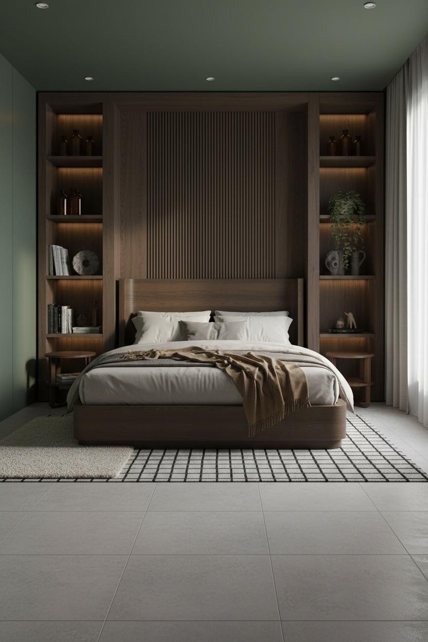 Earthy Moody Bedroom Dark Academia Japandi