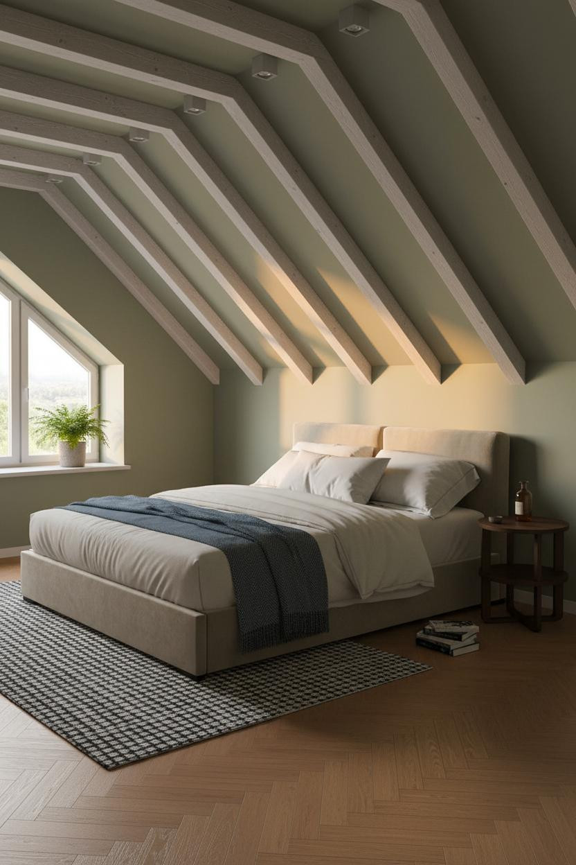 Cozy Minimalist Attic Bedroom Warm Light