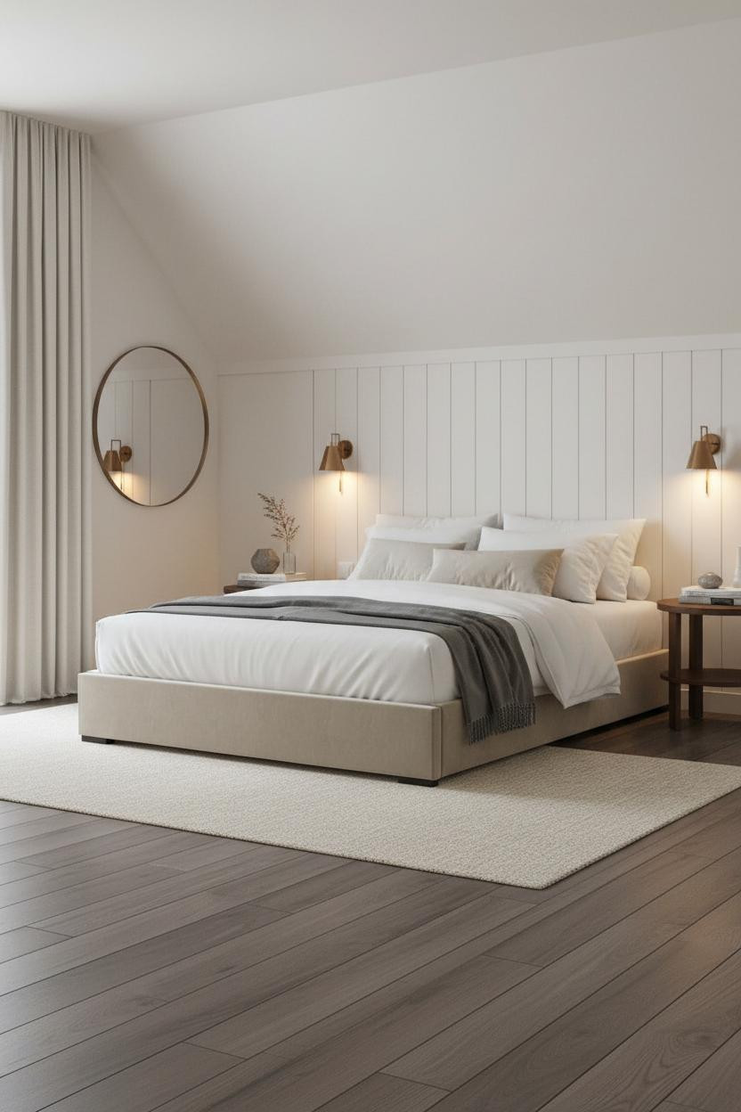 Cozy Minimalist Attic Bedroom Board Batten