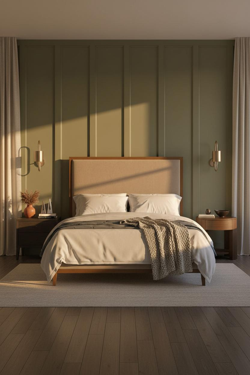Green Neutral Bedroom Sage Board Batten