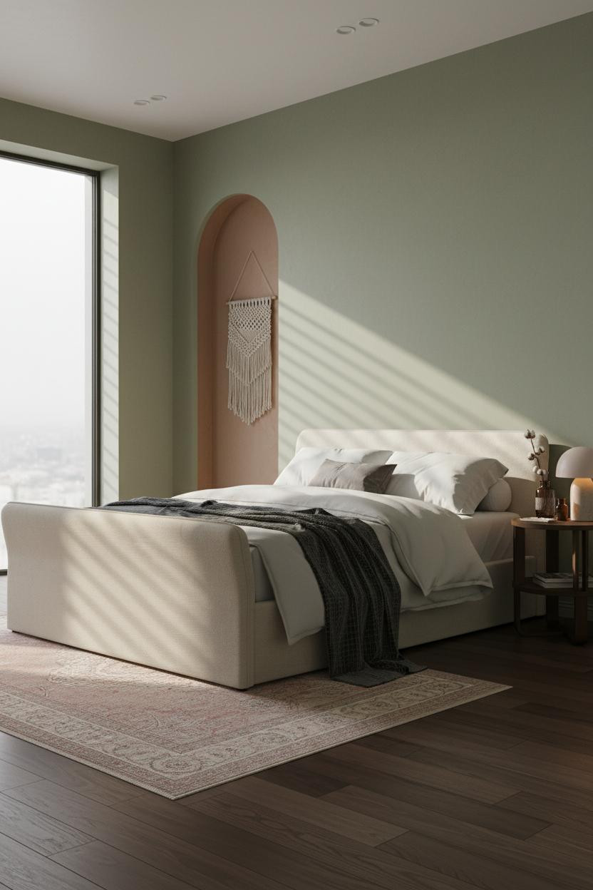 Green Neutral Bedroom Sage Arch Niche