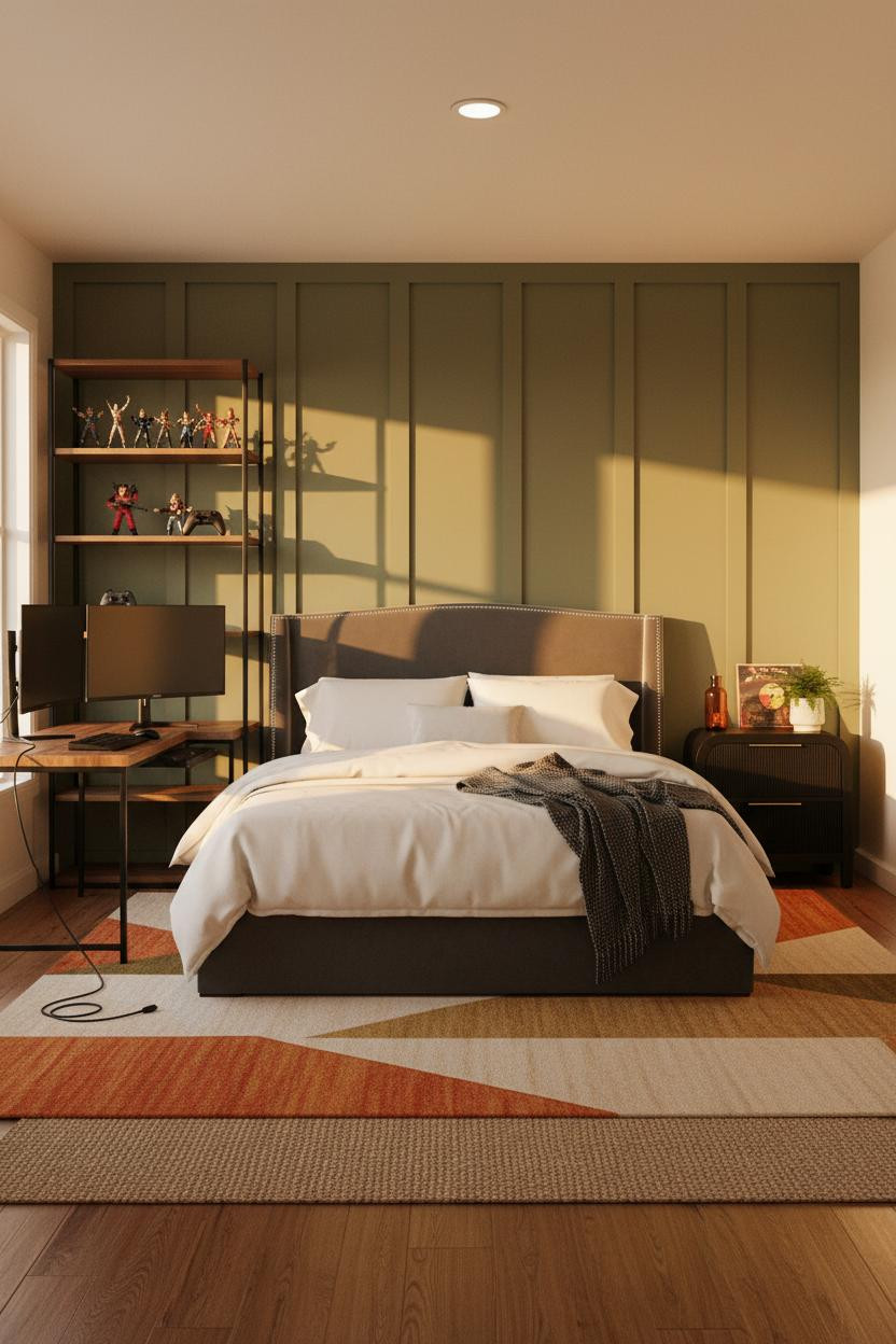 Teen Gaming Bedroom Loft Bed Open Shelving