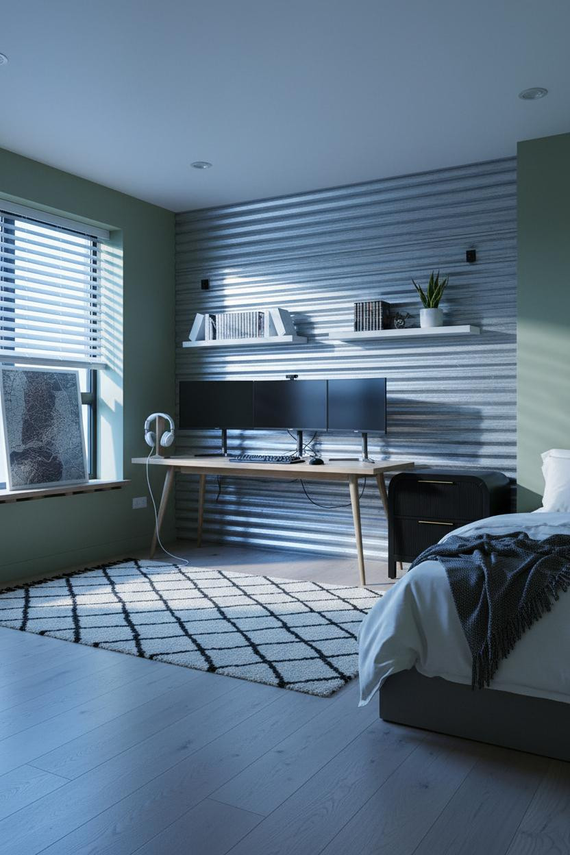 Teen Gaming Bedroom Metal Accent Wall Loft