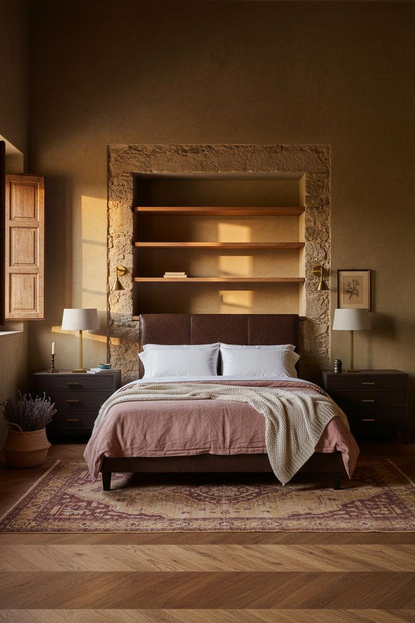 Earthy Vintage Bedroom Tuscan Alcove