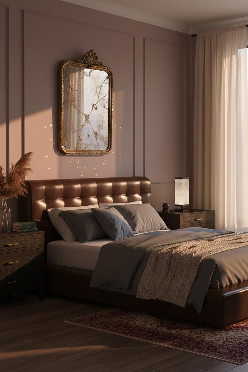 Moody Pink Bedroom Dark Green Vintage