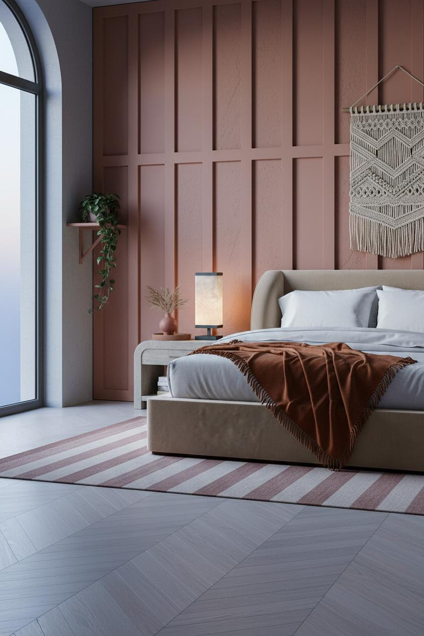 Moody Pink Bedroom Board Batten Window