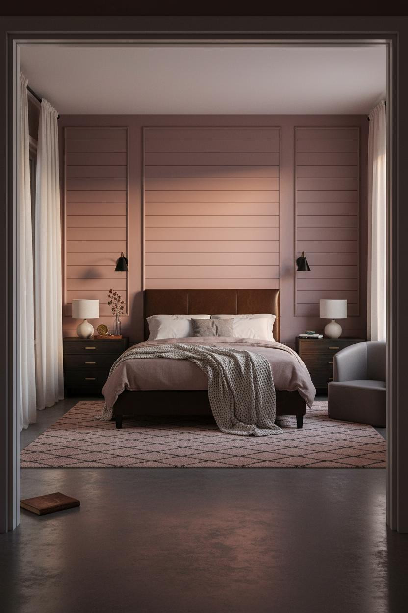 Moody Pink Bedroom Dark Feminine Shiplap