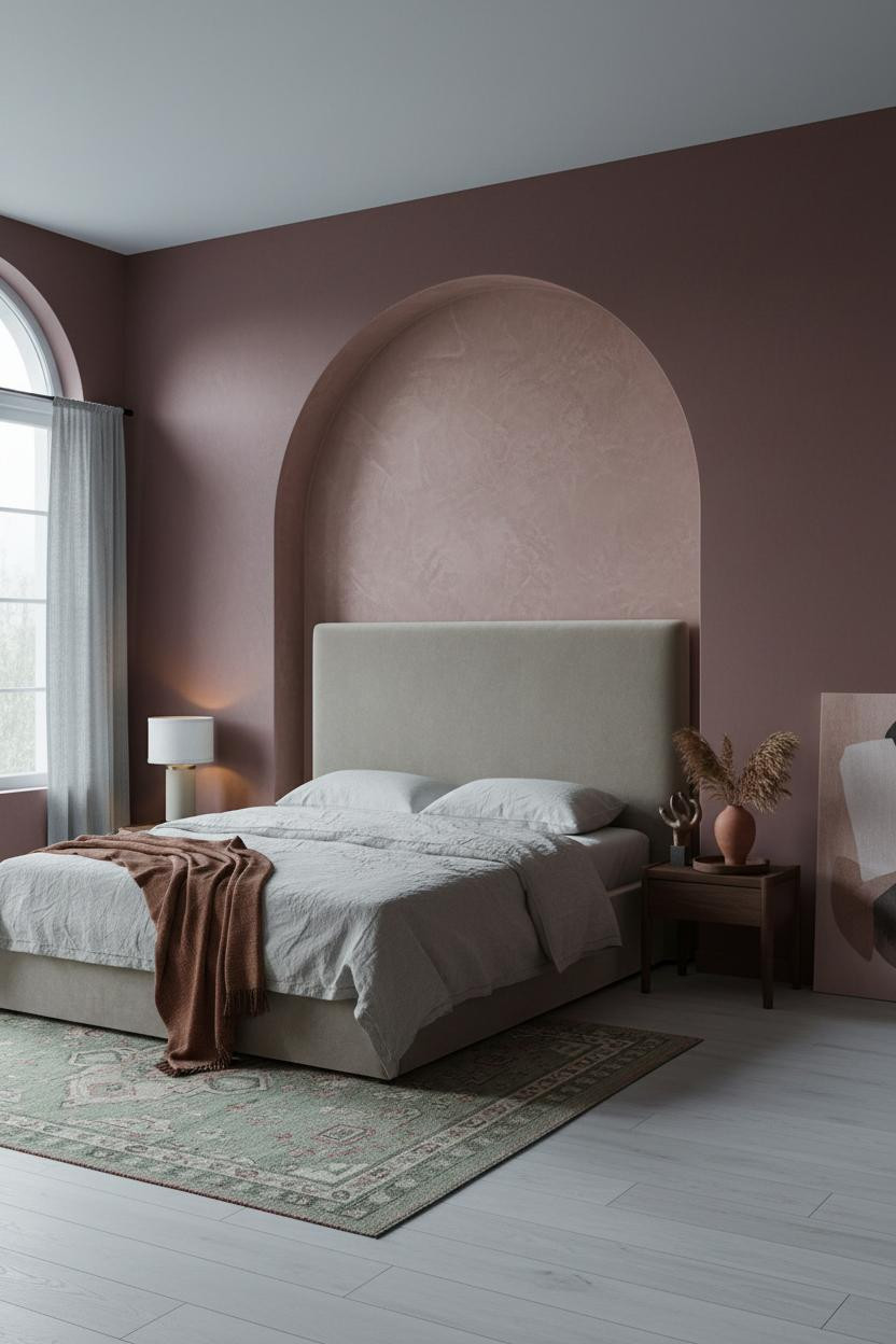 Moody Pink Bedroom Arched Alcove