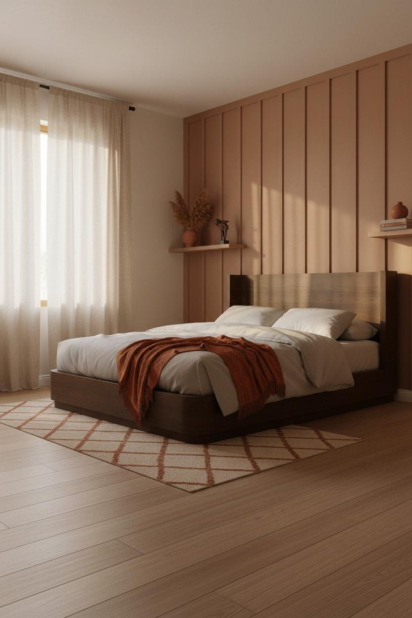 Moody Neutral Bedroom Clay Batten Accent