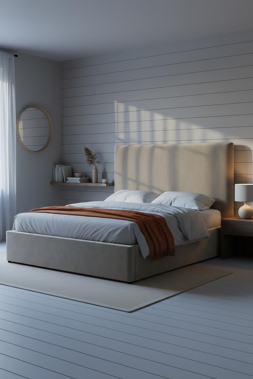 Moody Neutral Bedroom Shiplap Farmhouse