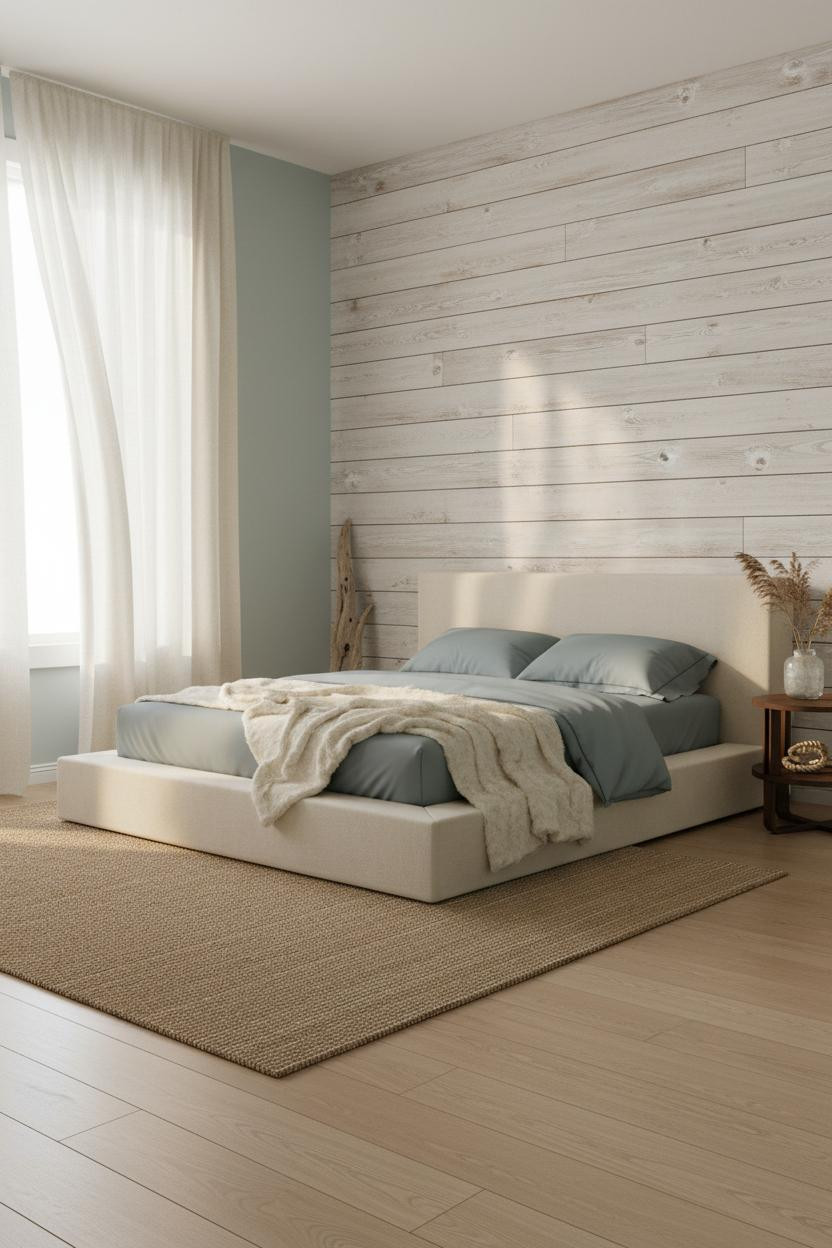 Cozy Coastal Bedroom Whitewashed Shiplap