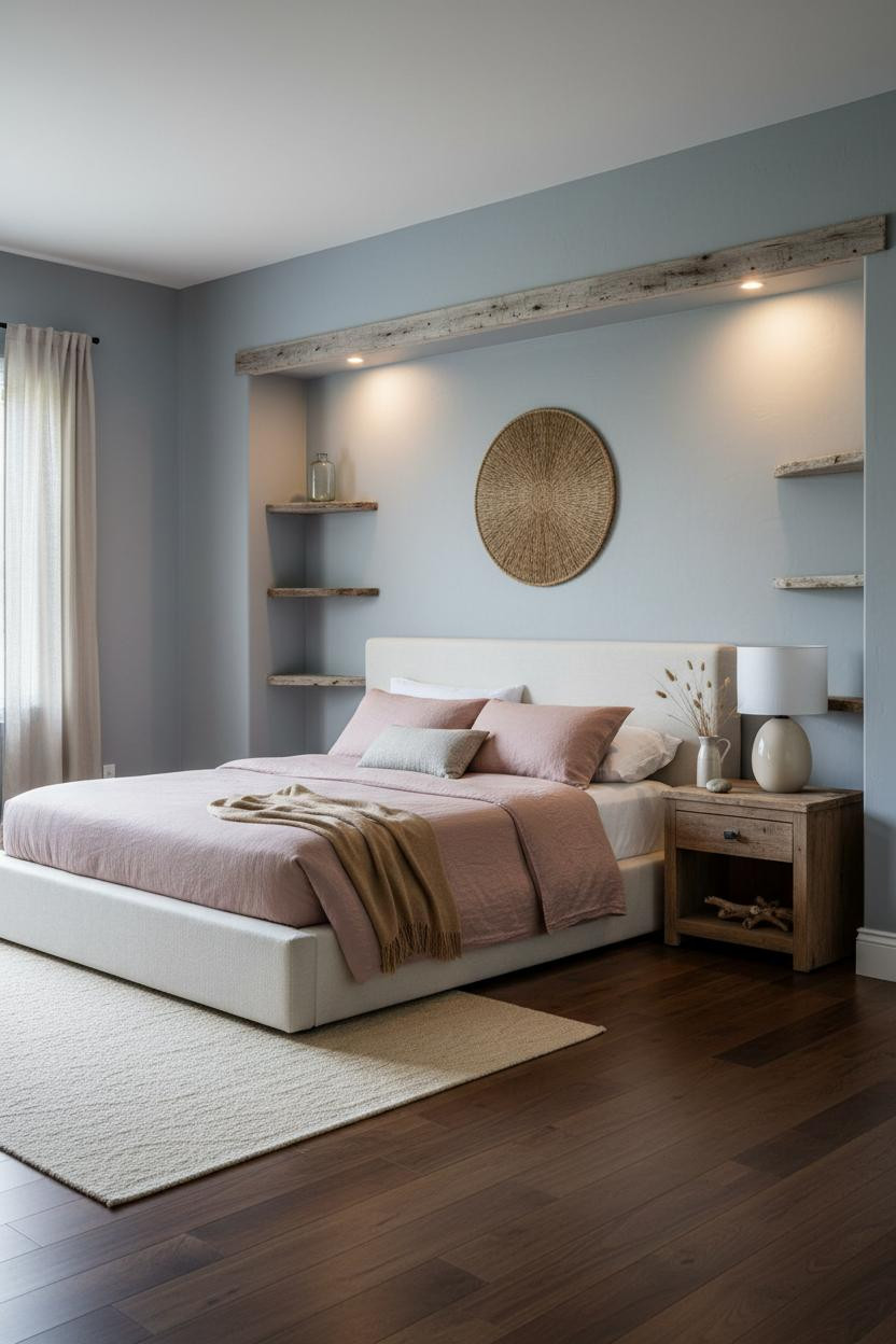 Coastal Bedroom Alcove Whitewashed Plaster