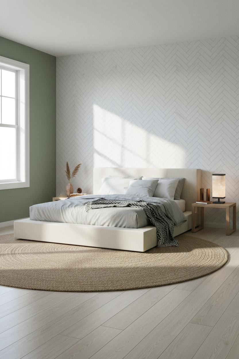Coastal Bedroom Whitewashed Plank Wall